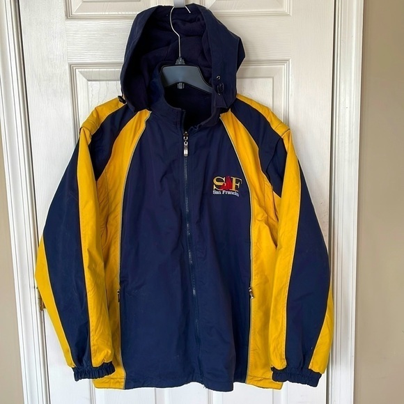 Vintage Gogo Sports San Francisco Navy & Gold Hooded Jacket Convertible Vest - Picture 1 of 8